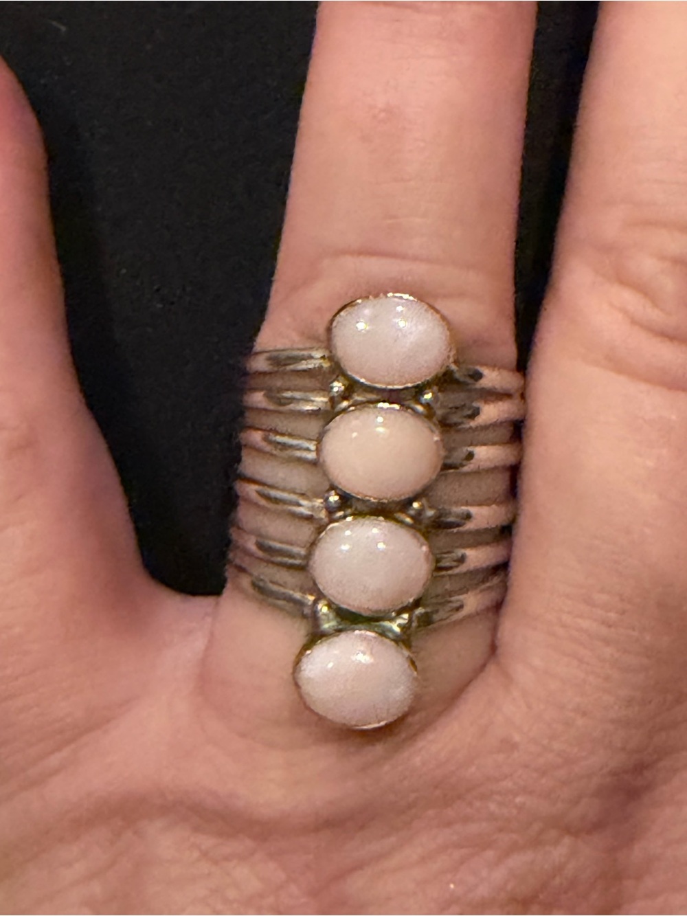 4 Stone Pink Chalcedony Wrap Design set on .925 Sterling Silver Ring - SIZE 8